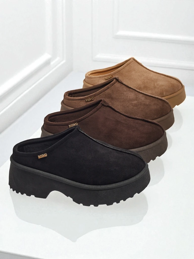 Къси дамски боти а'ла сноубутс с пухкава подплата Calindra