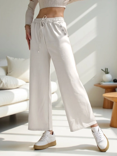 Royalfashion Дамски широки панталони за спорт с камъни