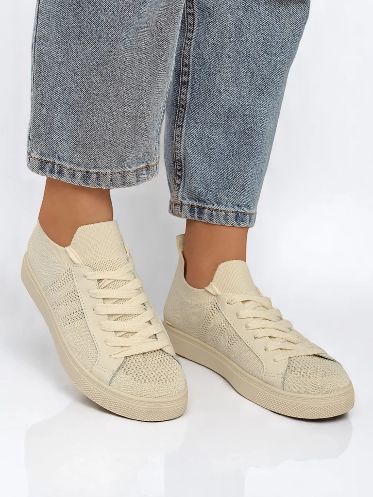 Бежови кецове Damiani – леки маратонки плат/еко кожа за лятото