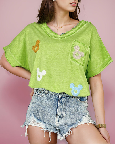 Royalfashion Дамска тениска с кръпки