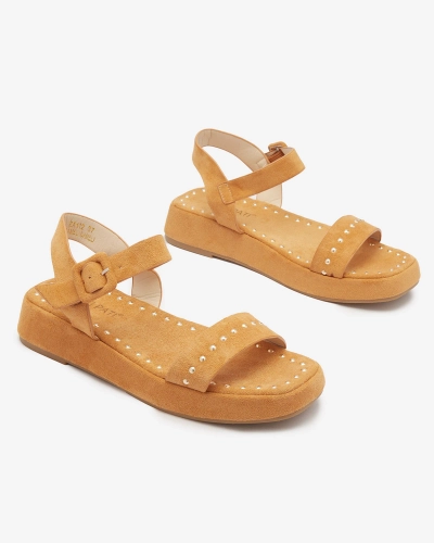 Кафяви дамски сандали с камъни Franssia - Обувки