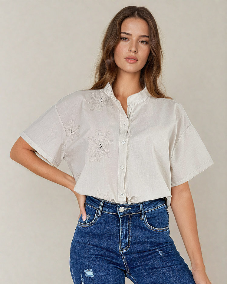 Royalfashion Дамска риза oversize с бродерия