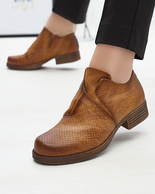 Дамски полуботуши от екокожа Камел Илиопа- Обувки