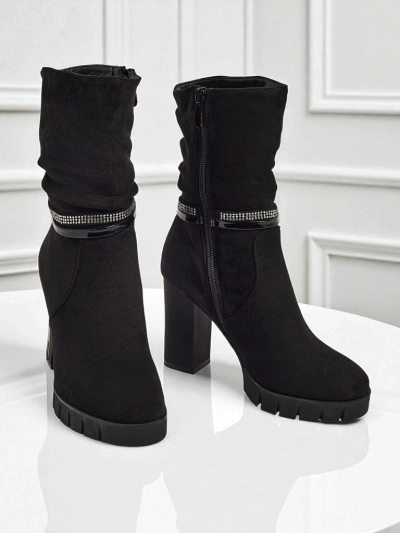 Дамски еко велурени боти на ток BrambleDusk