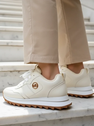 Royalfashion Alba Дамски топли маратонки Бяла еко кожа на платформа