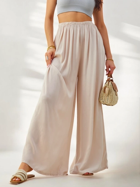 Royalfashion Вискозни прави дамски панталони, изработени от плат