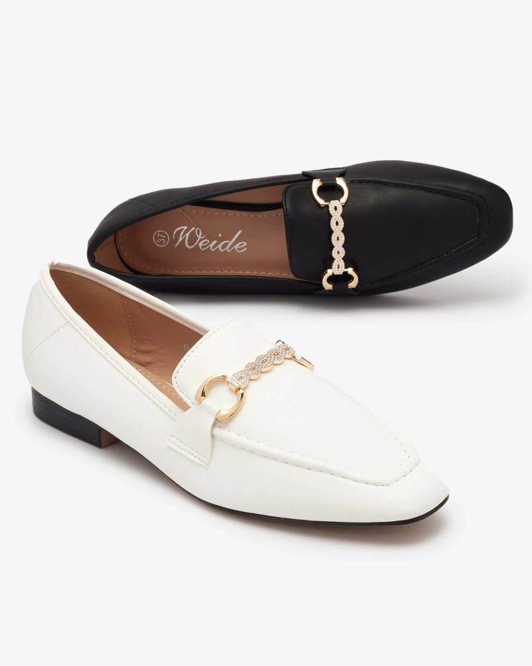 Черни дамски мокасини със златна украса Suletta- Footwear