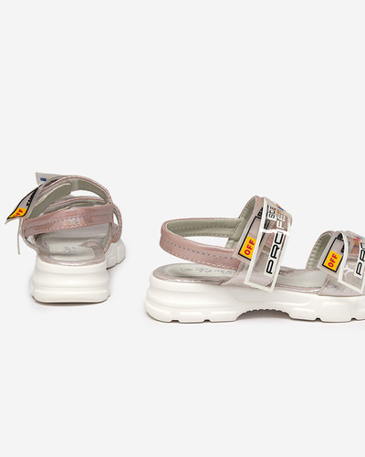 Różowe dziecięce sandałki zapinane na rzepy Keris - Obuwie