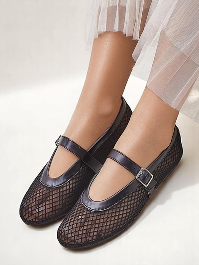 Royalfashion дамски ажурни балеринки с каишка Naommi