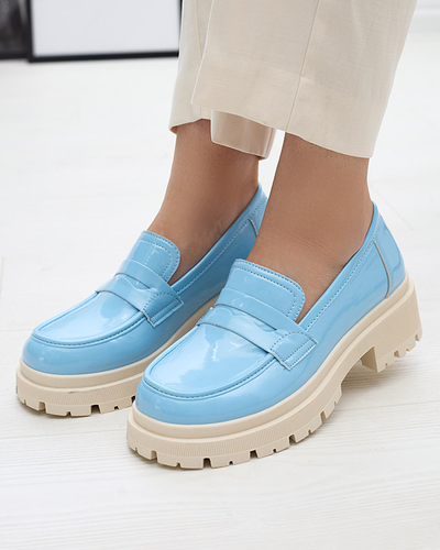 Royalfashion Сини лакирани мокасини за жени Noppel