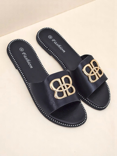 Royalfashion Дамски чехли на равна подметка Aura Gold