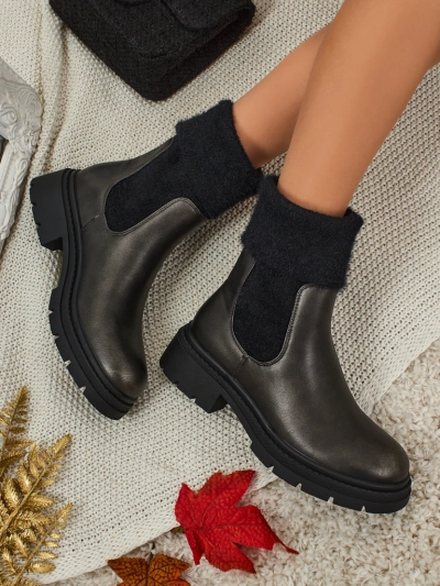 Дамски еко кожени боти с пух Kesy