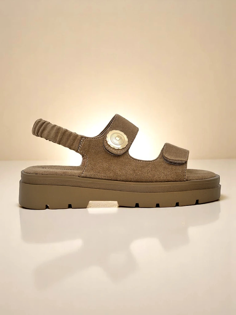 Дамски сандали Royalfashion Callisto кафяви еко кожа платформа