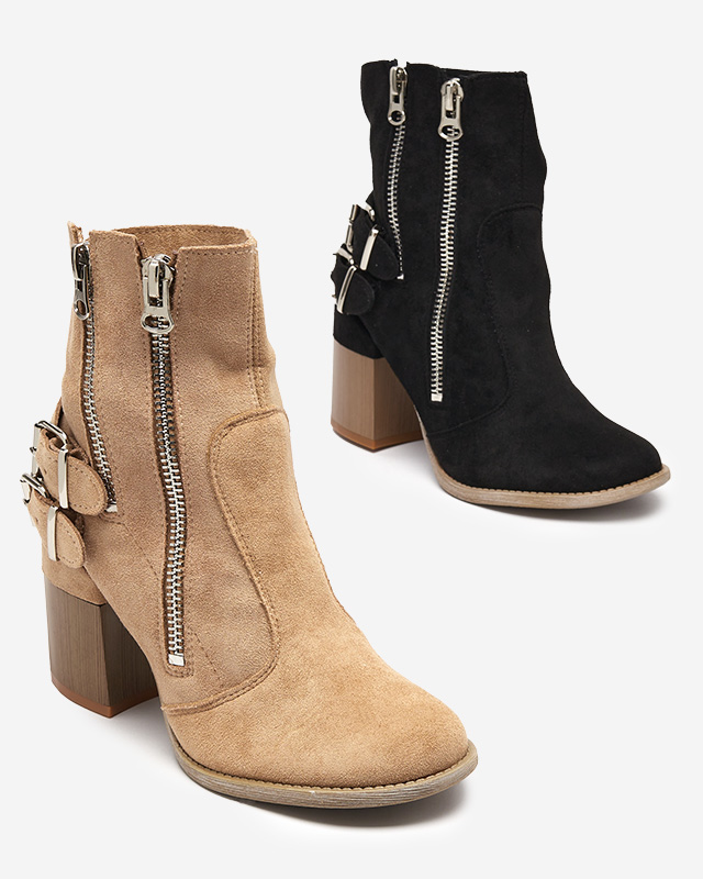 Дамски боти на кол в черно Ferrgo- Footwear