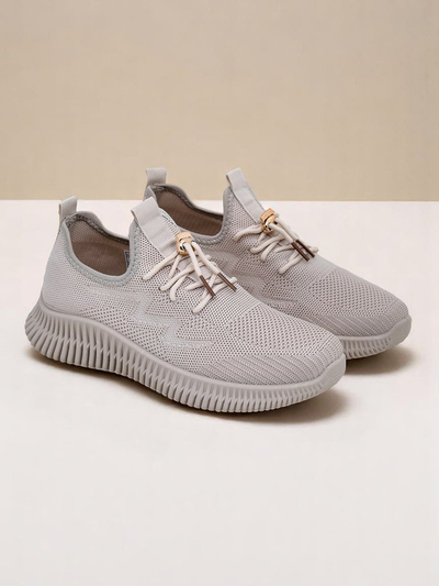 Aurelia Beige Royalfashion – Дамски бежови маратонки, плат, връзки