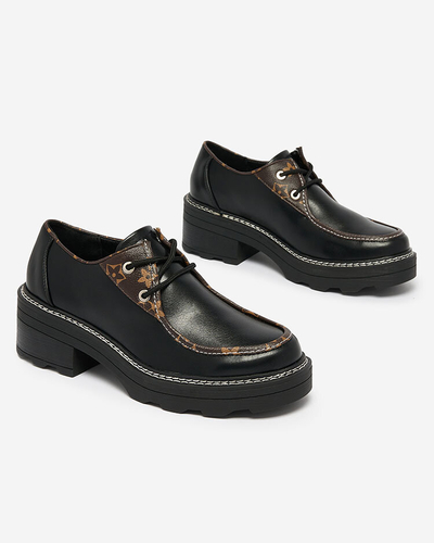 Royalfashion Черни дамски полуботи с плътна подметка Dobbin