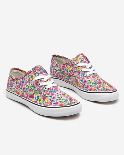 OUTLET Różowe tenisówki damskie w kwiaty Sertoli - Obuwie