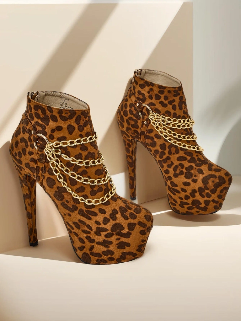 Дамски глезен ботуши на ток Роялфешън Лейдис Дамес