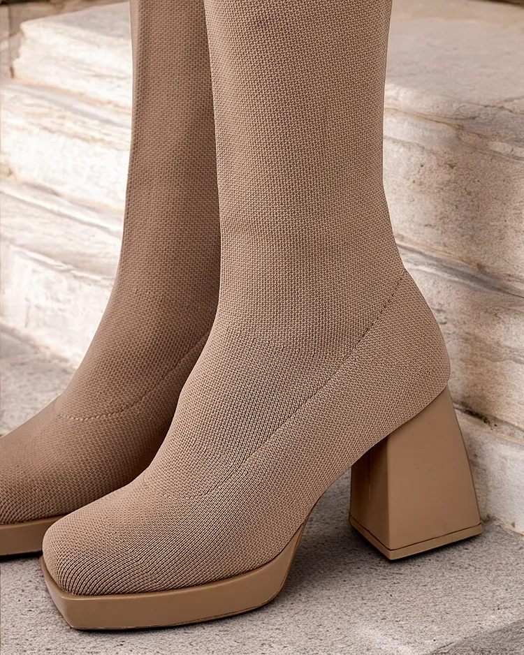 Royalfashion Дамски ботуши с приплъзване над коляното Arumii