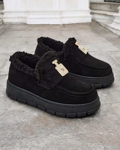 Черни обувки Kalliope с платформа и пух
