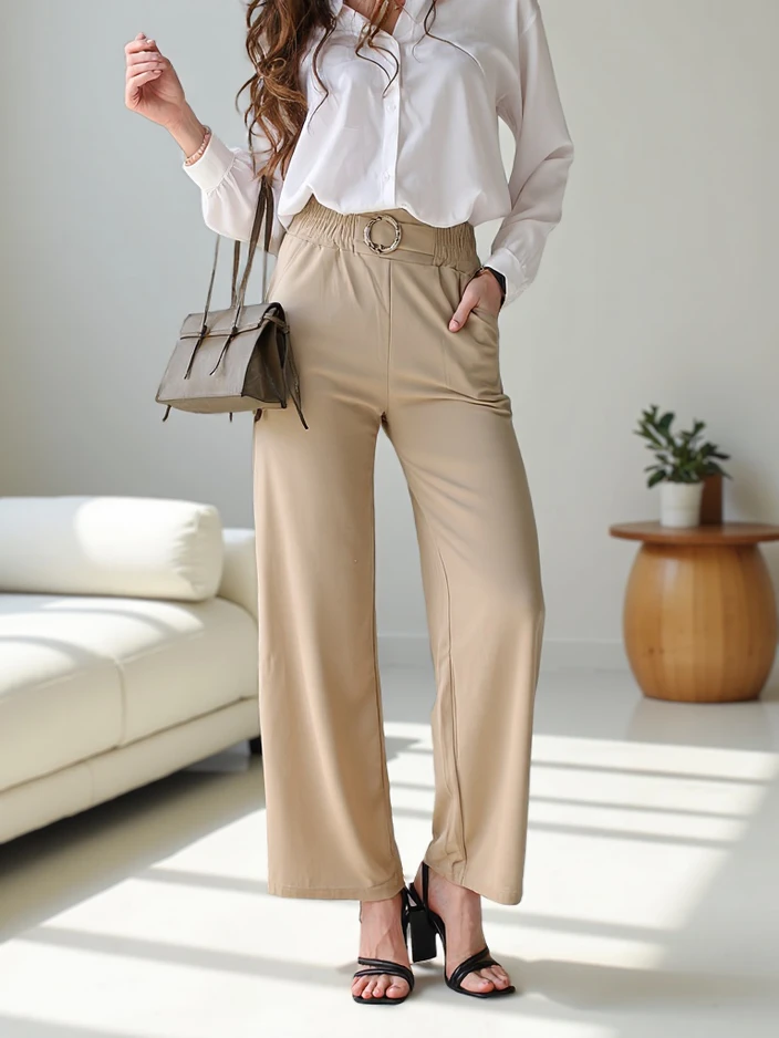 Royalfashion Широки женски панталони с декоративна буква