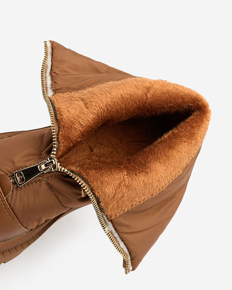 Royalfashion Дамски ботуши Tainve с плосък ток в цвят камила