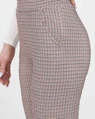 Дамски карирани гащеризони в кестеняво и черно - Облекло