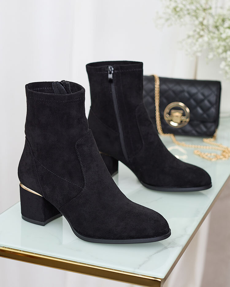 Royalfashion Черни дамски ботуши с нисък ток Rejerra