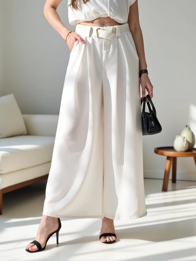 Royalfashion Широки дамски панталони с колан
