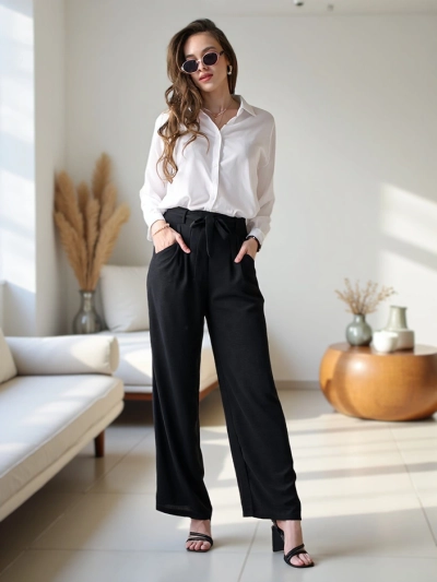 Royalfashion Широки женски панталони с колан