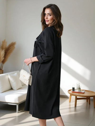 Royalfashion дамска миди рокля от плат с голям размер и цвете