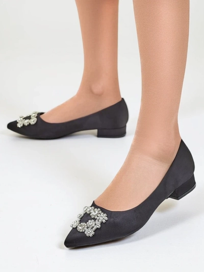 Royalfashion Женски балерини с подобен на сатен материал и катарама Legant