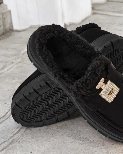 Черни обувки Kalliope с платформа и пух