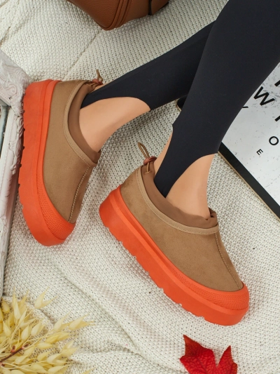 Дамски Кецове Flora Camel Велурени Удобни за Всеки Ден