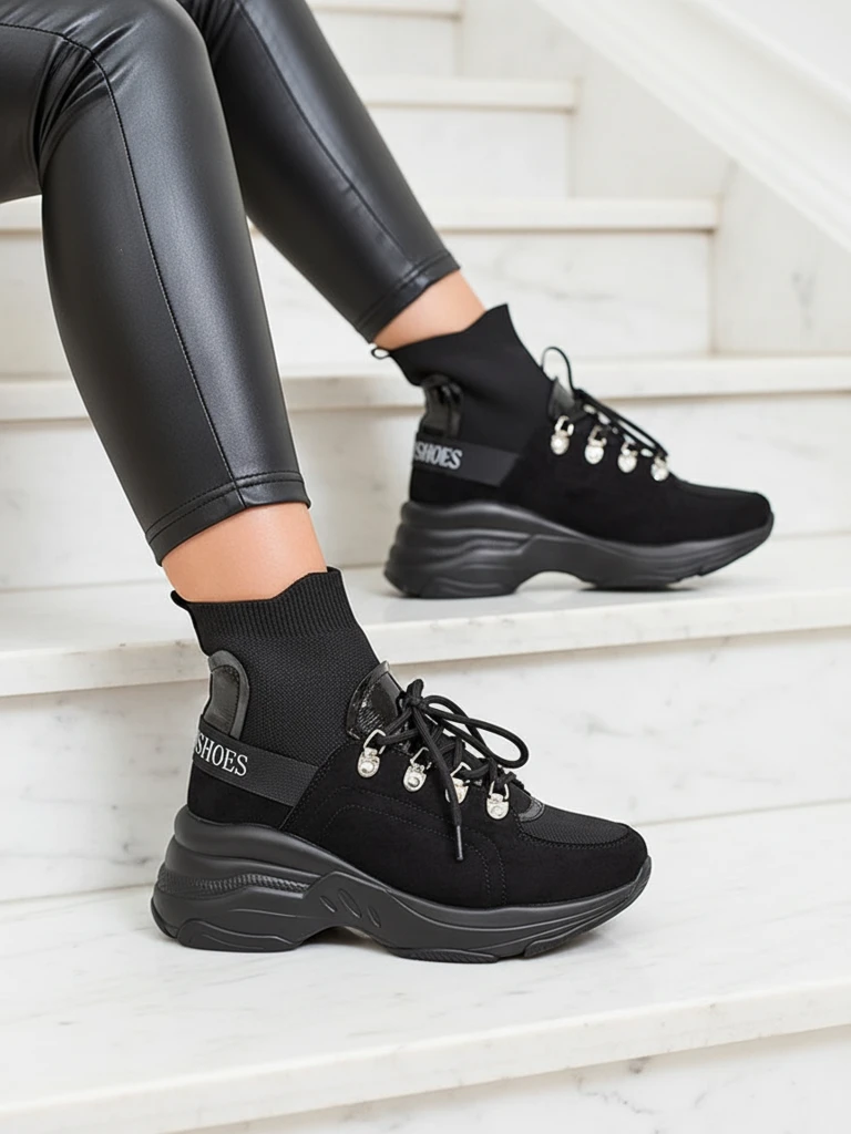 Royalfashion Дамски черни изолирани маратонки Aleppo