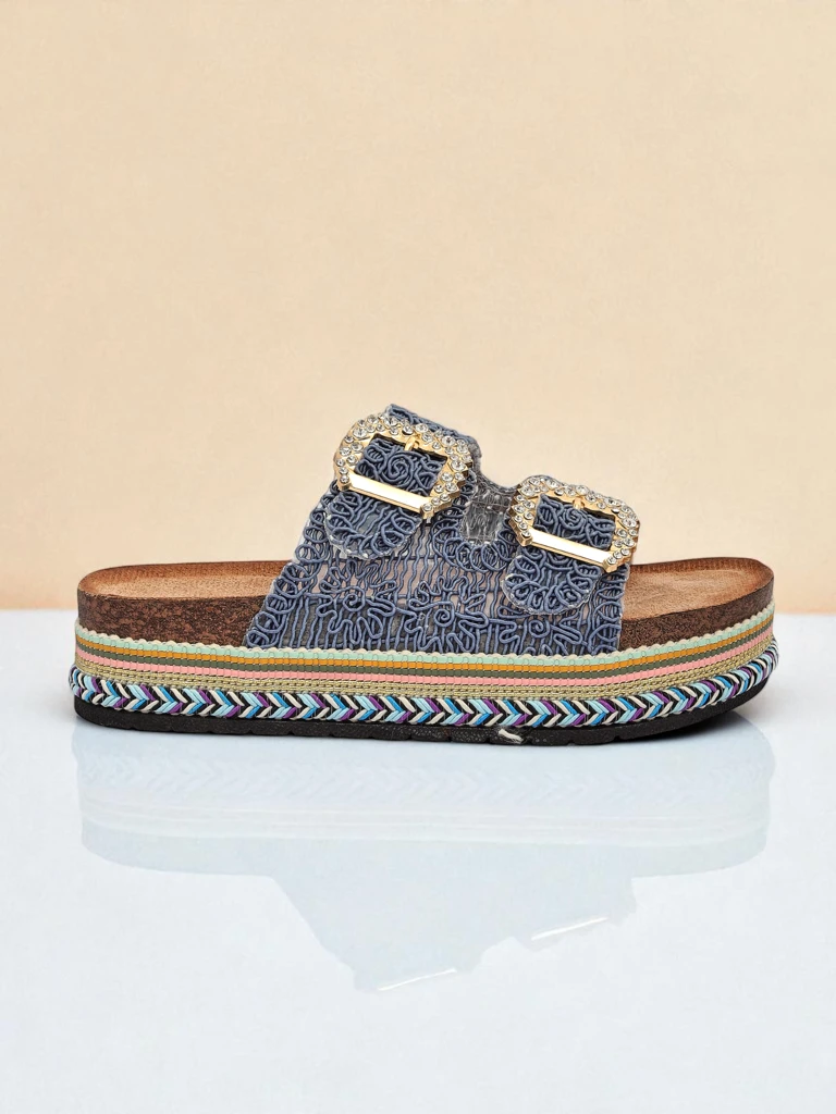 Royalfashion Дамски сандали с катарами с пайети GlamCork