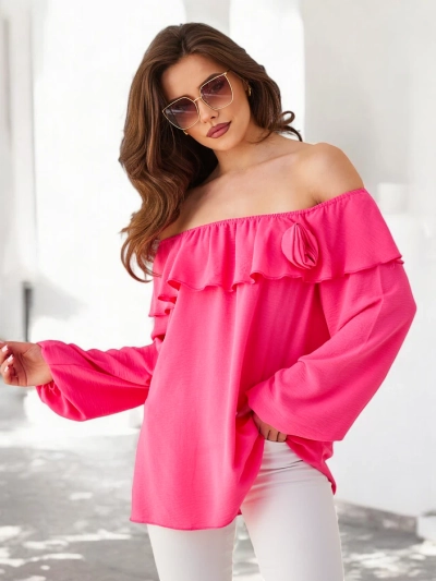 Royalfashion Дамска блуза в испански стил с волан и цвете