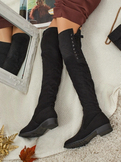 Дамски еко велурени ботуши над коляното Denvoria
