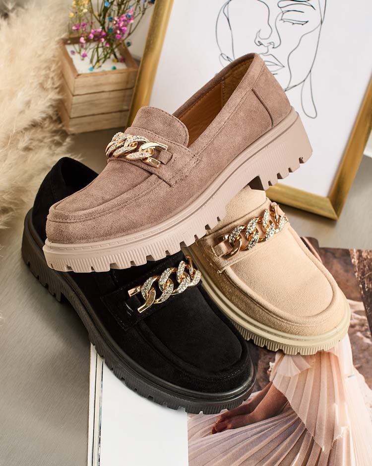 Royalfashion Дамски мокасини от еко велур с орнамент Lehels