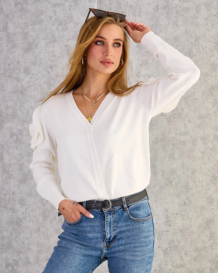 Royalfashion Дамски пуловер с разкопчани копчета