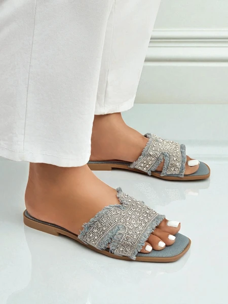 Royalfashion Дамски чехли с камъни CrystalEase