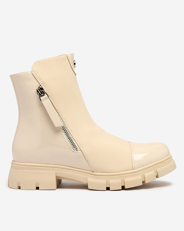 Royalfashion Бежови матови дамски ботуши Hedaheh