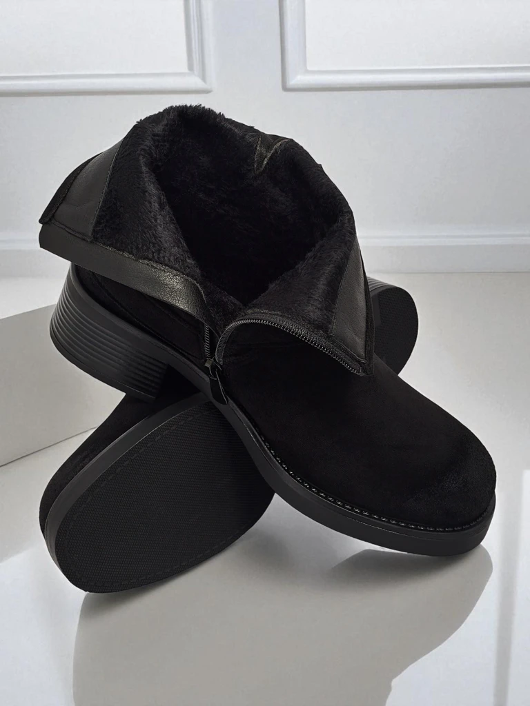 Дамски боти от еко велур с катарами Valtos