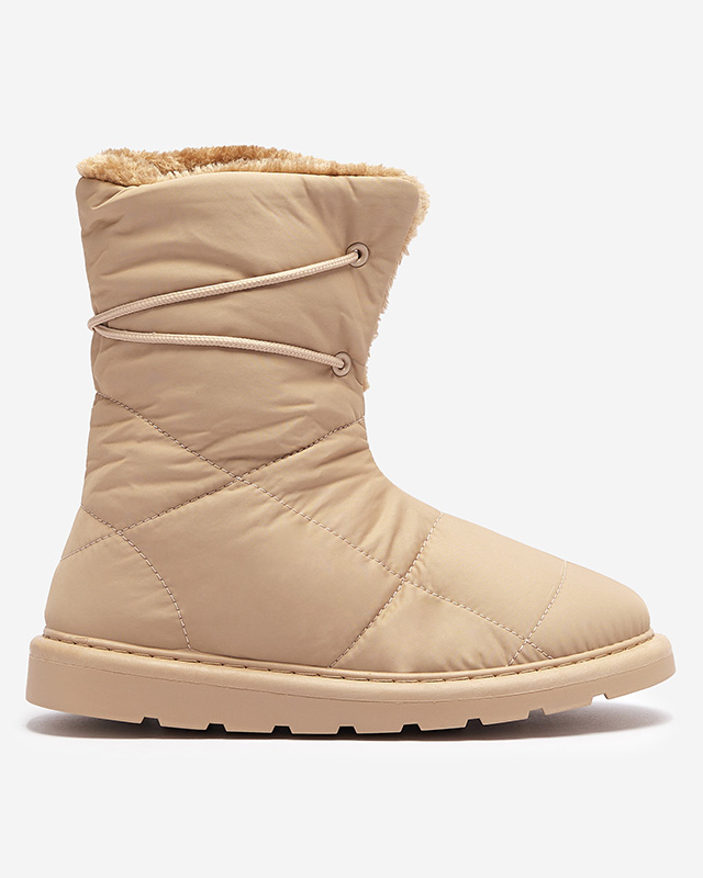 Светлокафяви дамски обувки a'la ботуши за сняг Amirfu- Footwear