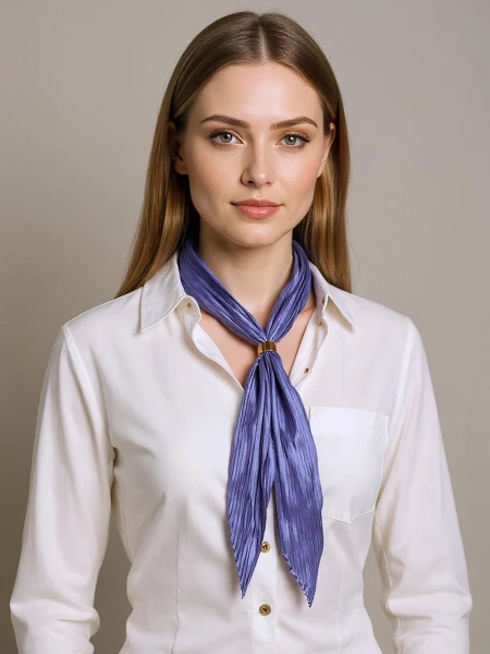 Aurelia Тъмносин Дамски Шал Плисиран 100% Полиестер Мода