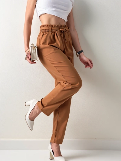 Royalfashion Обикновени дамски платнени панталони с колан