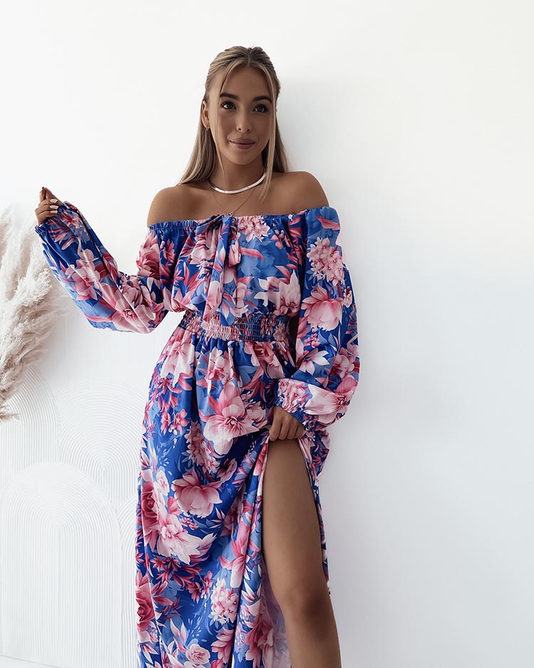 Royalfashion Дамска миди рокля с оригинален десен