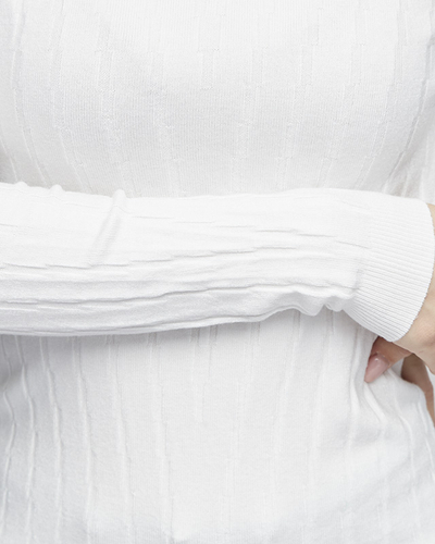 Дамски бял пуловер с V-образно деколте - Clothing