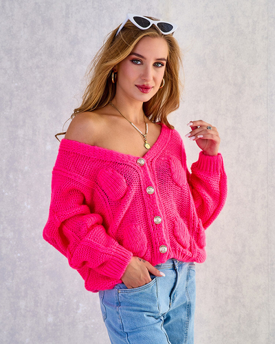 Royalfashion Дамски плетен пуловер с копчета