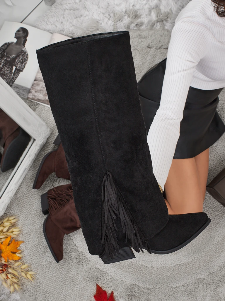 Дамски еко велурени ботуши с горна част Tauren